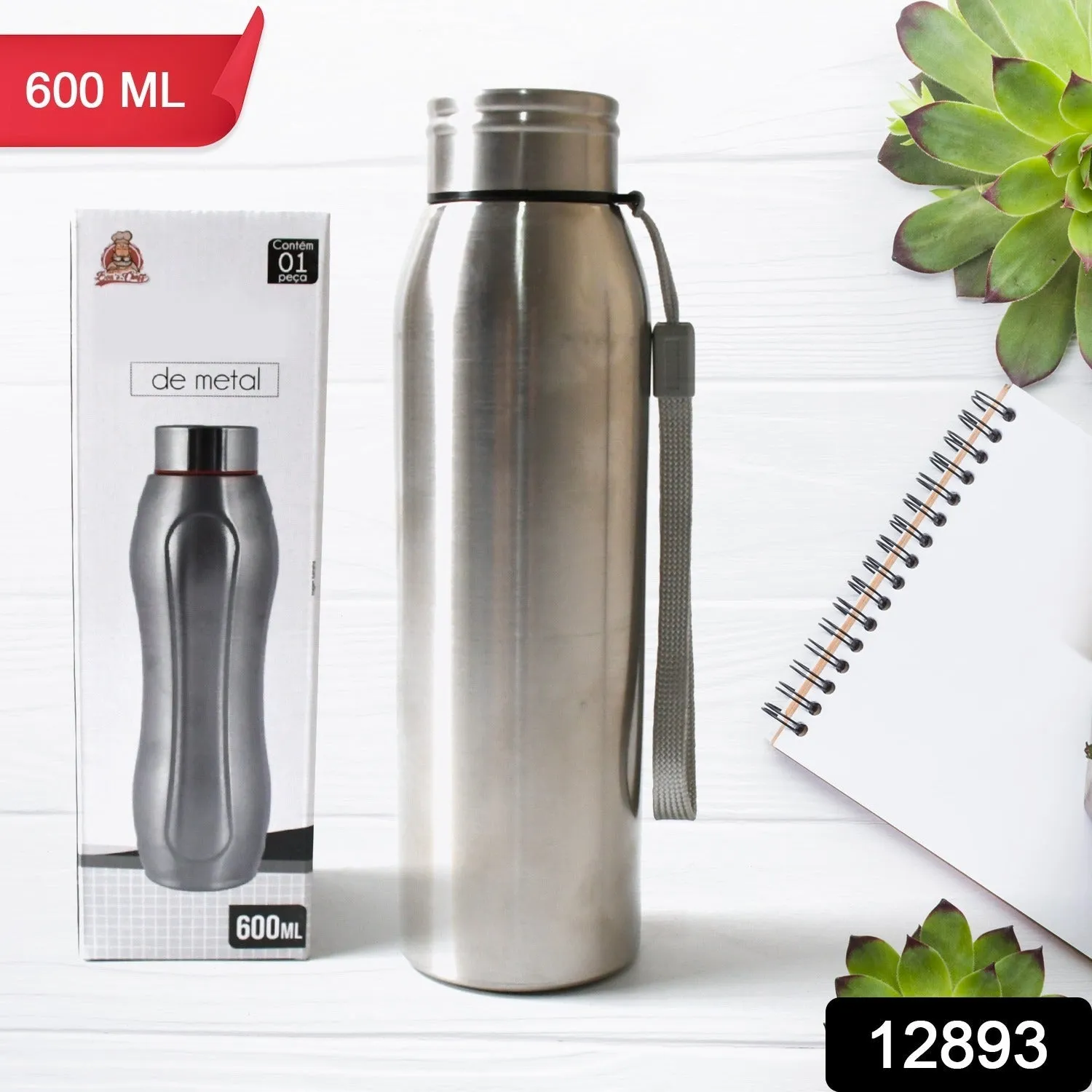 12893 Stainless Steel Water Bottle, Fridge Water Bottle, Leak Proof, Rust Proof, Hot & Cold Drinks, BPA Free Food Grade Quality, Steel fridge Bottle For office / Gym / School (600 ML Approx)