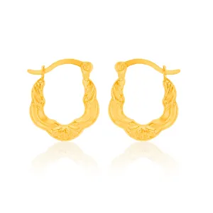 9ct Yellow Gold High Polish Fancy Hoop Earrings