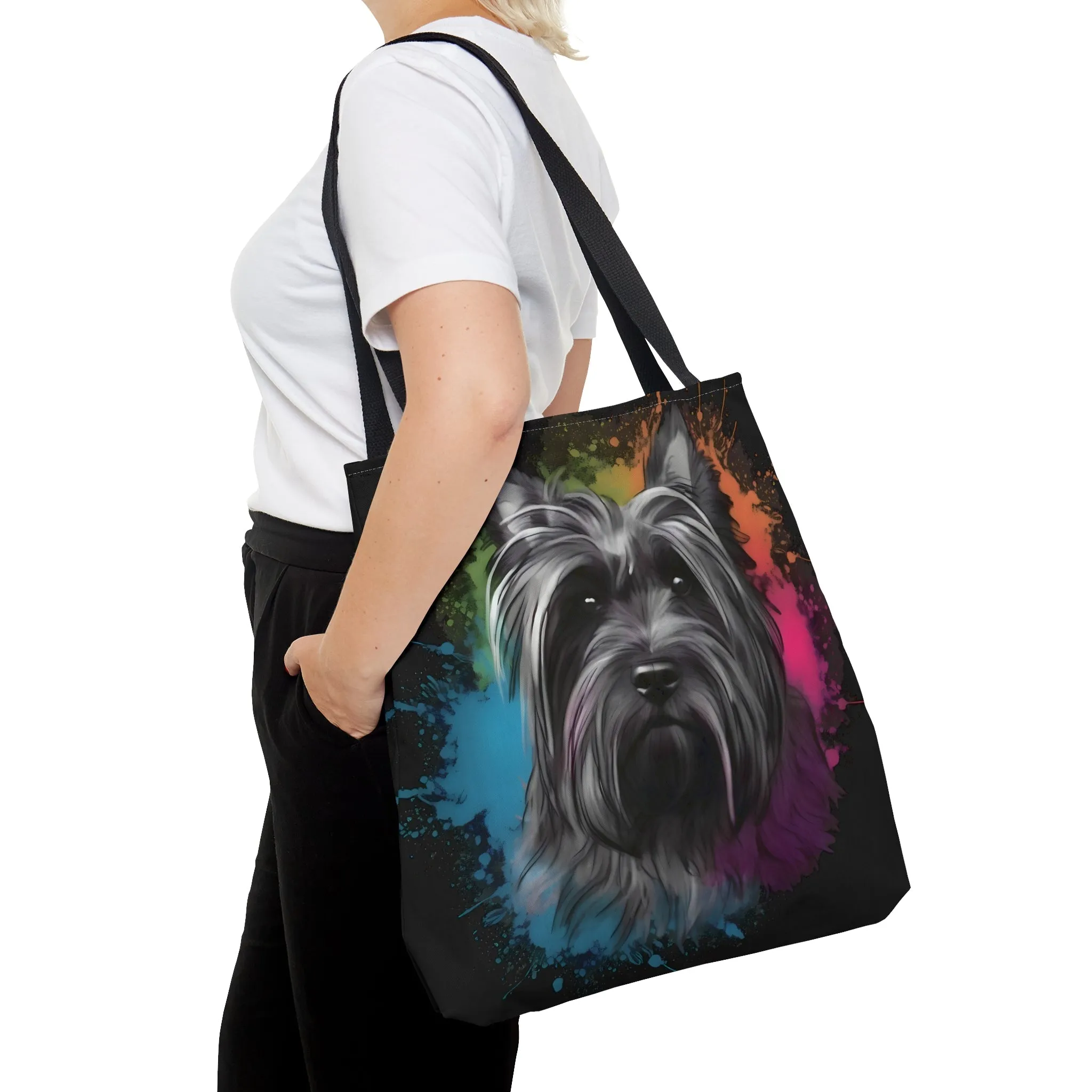 Acrylic Paint Skye Terrier Portrait Tote Bag
