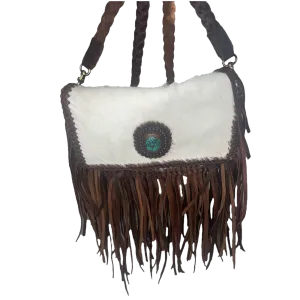 American Darling® Braided Leather Black & White Cowhide Purse ADBGM272C