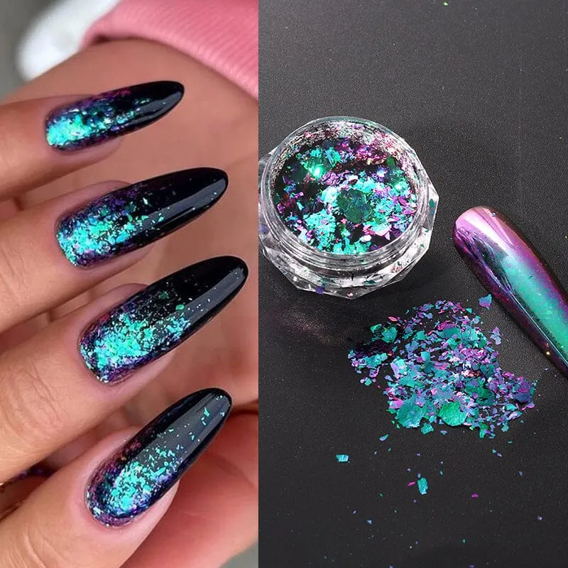 Aurora Chameleon Nail Art Flakes Jar