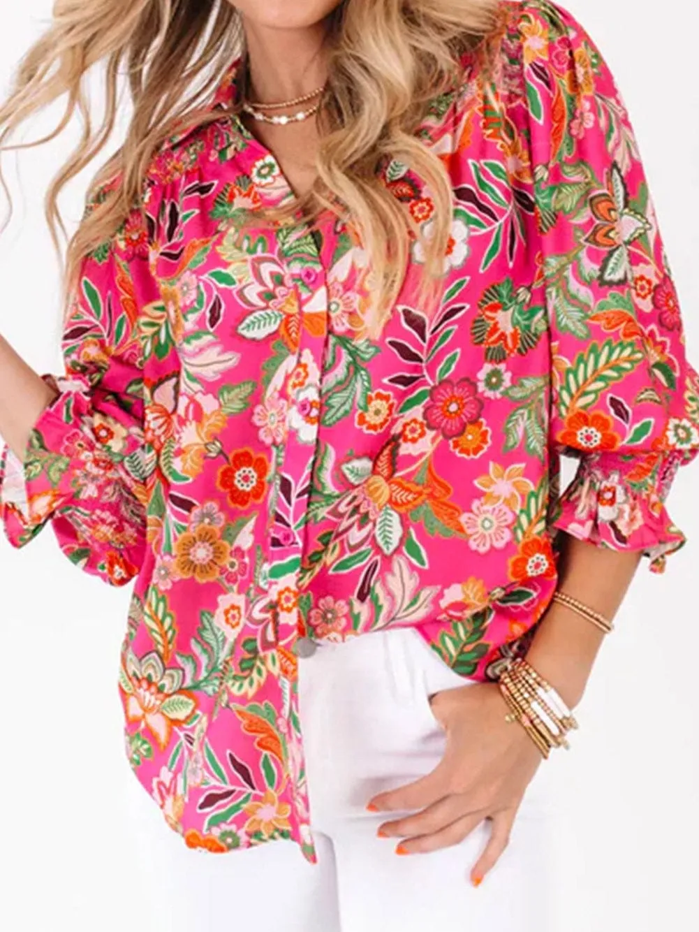 Boho Floral Smocked Blouse