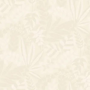 Botanica Striped Leaves Wallpaper in Sand Dune and Ivory from the Boho Rhapsody Collection