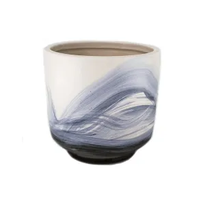 CERAMIC POT WHITE/BLUE 16.5X16.5CM