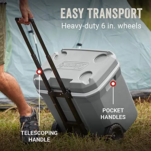 Coleman Ice Chest | Coleman 316 Series Wheeled Hard Coolers, 65 qt Rock Grey