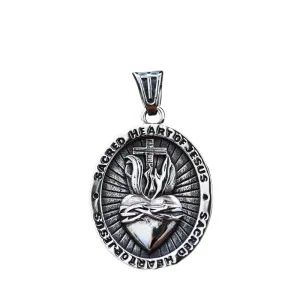 Customizable Retro Heart-Shaped Titanium Steel Pendant for Men - European and American Inspired Jewelry