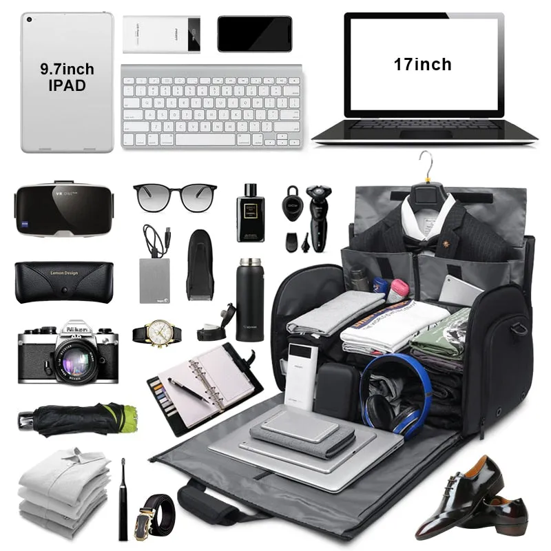 Duffle Bag with Shoe Compartment Travel for Men 57L Large Capacity Suit Luggage Bag