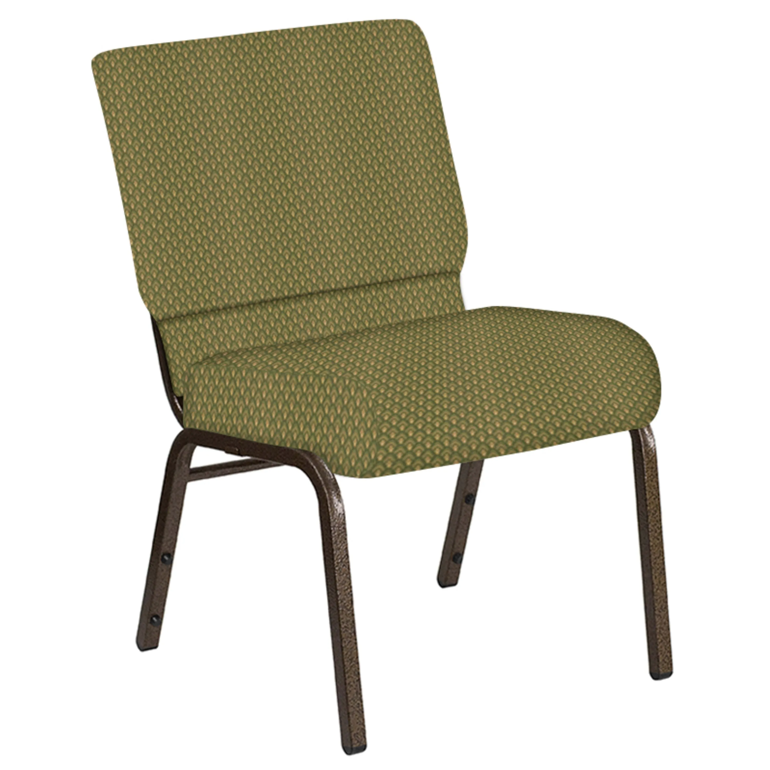 Embroidered 21''W Church Chair in Georgetown Fabric - Gold Vein Frame