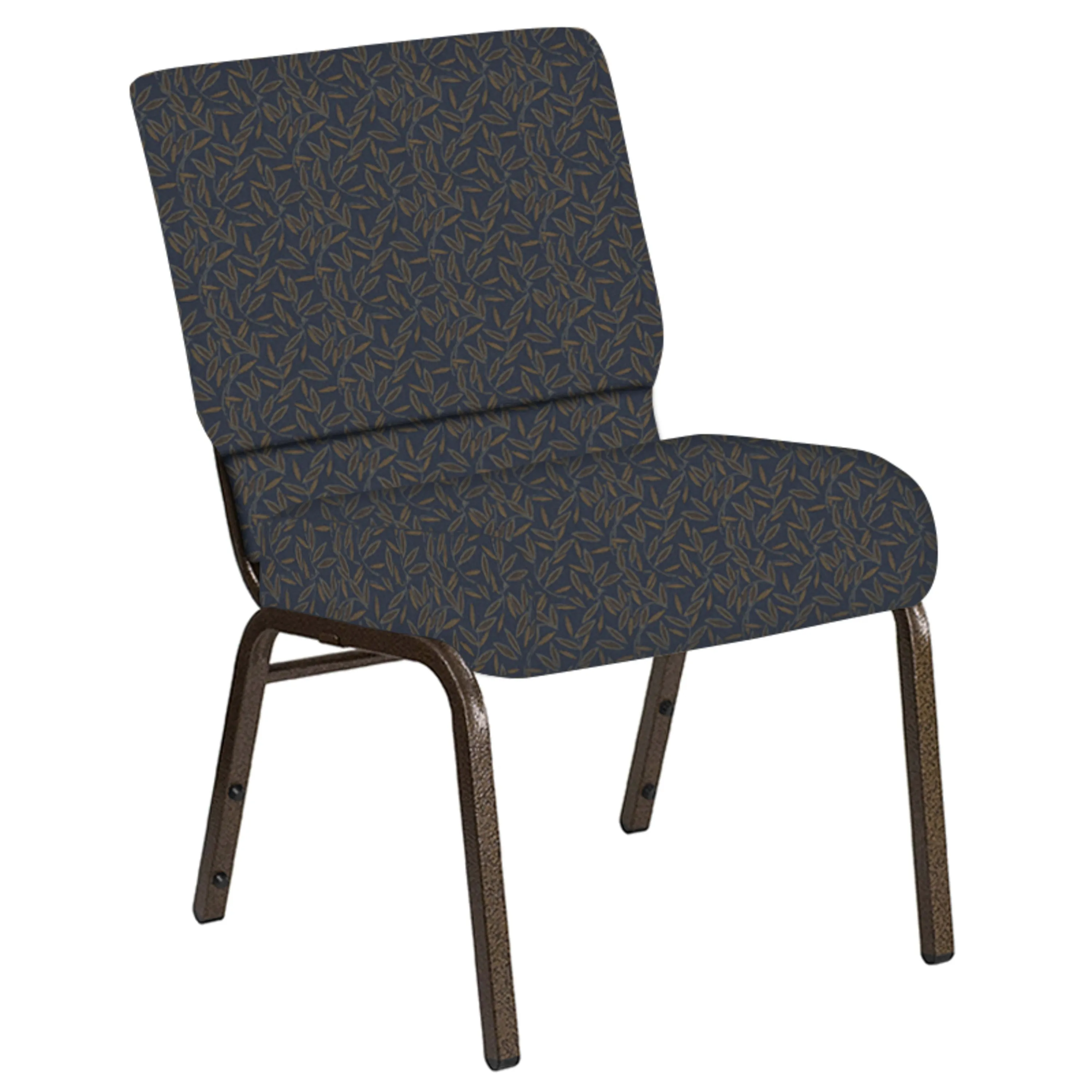 Embroidered 21''W Church Chair in Jasmine Fabric - Gold Vein Frame