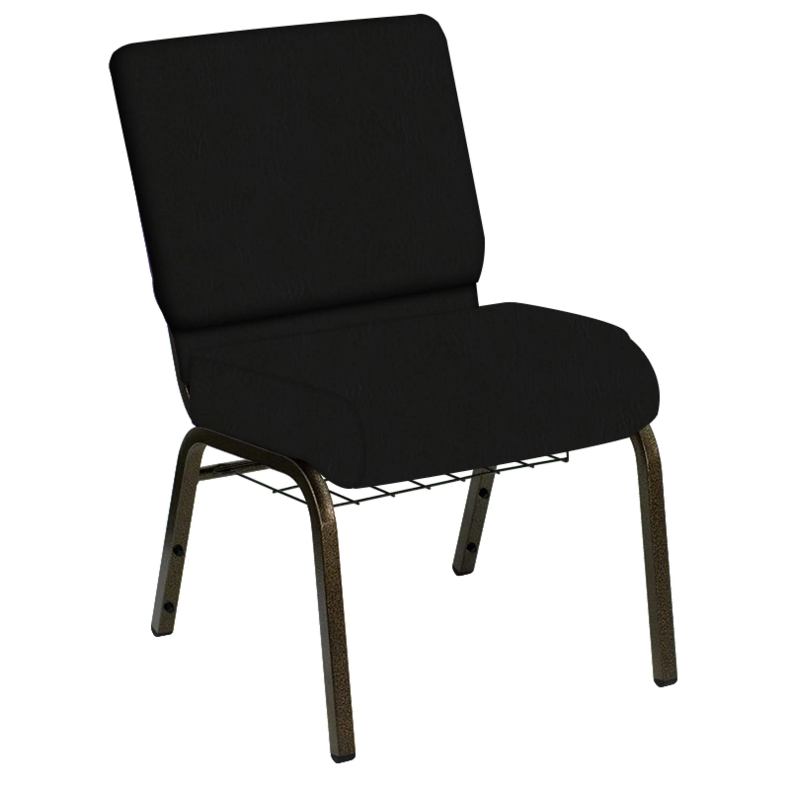 Embroidered HERCULES Series 21''W Church Chair in E-Z Vinyl with Book Rack - Gold Vein Frame