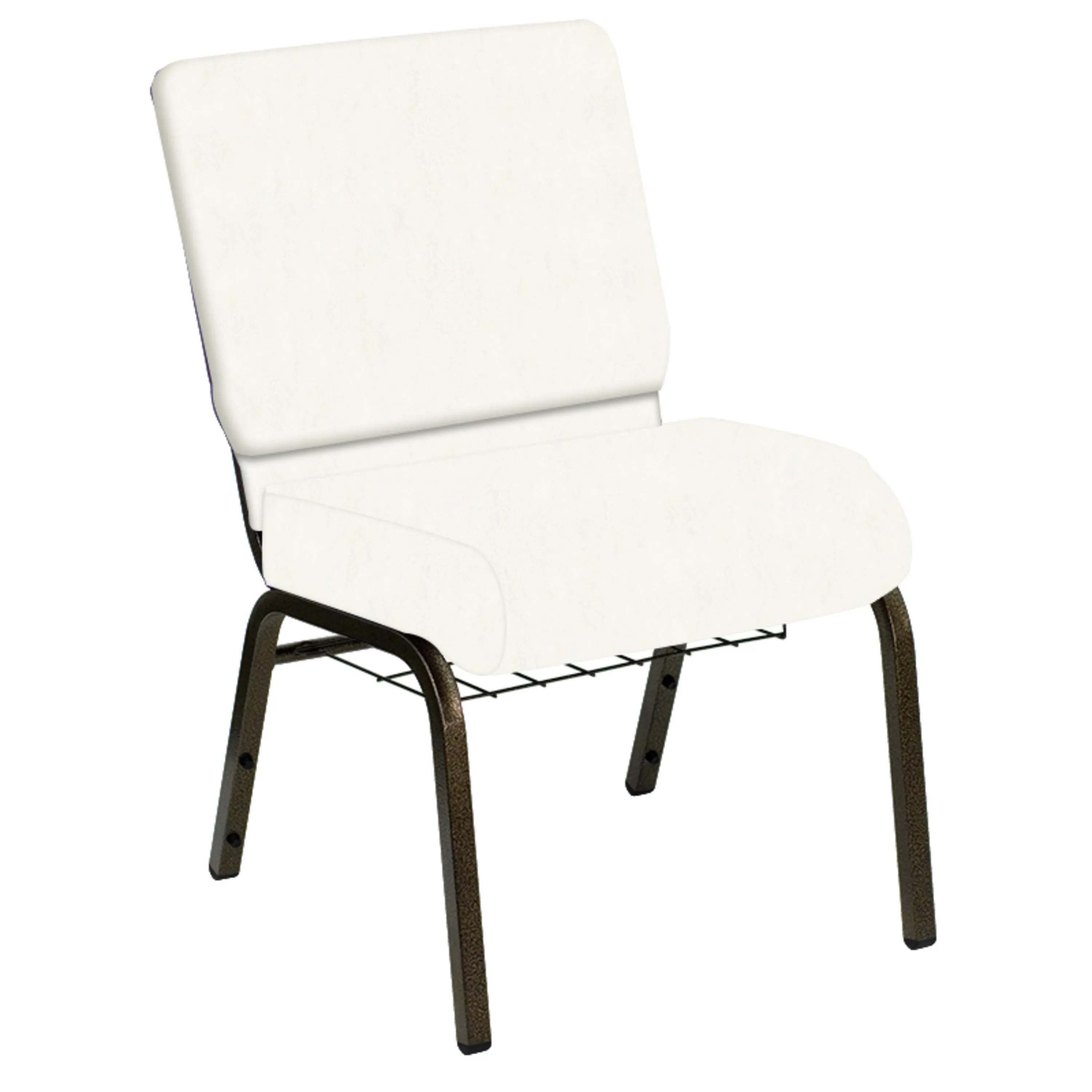 Embroidered HERCULES Series 21''W Church Chair in E-Z Vinyl with Book Rack - Gold Vein Frame