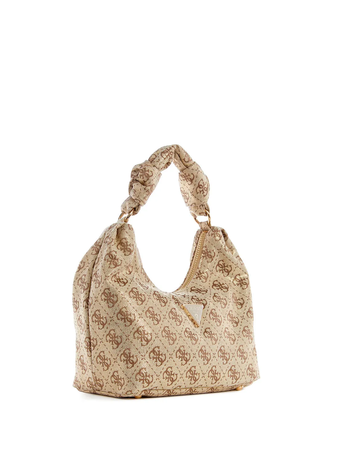 Gold Logo Velina Hobo Bag