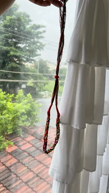 Handmade thread choker adjustable length necklace multicolor