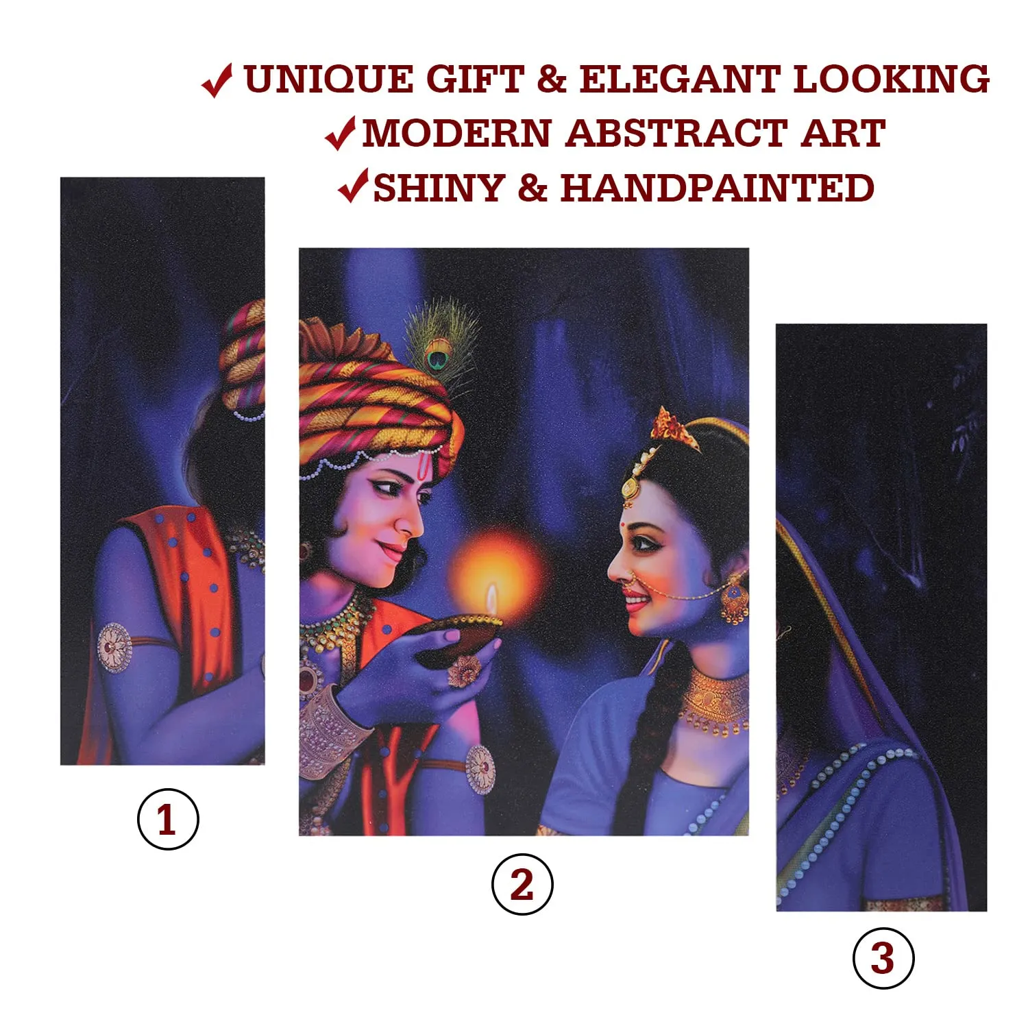 Heart Home Wall Paintings | MDF Wooden Wall Art for Living Room |Wall Sculpture | Radha-Krishna Painting for Bedroom | Office | Hotels | Gift | 1218KIK1 |6 Piece Set| Blue