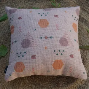 Hippie Haven Printed Jute Boho Cushion Cover 18X18 inches