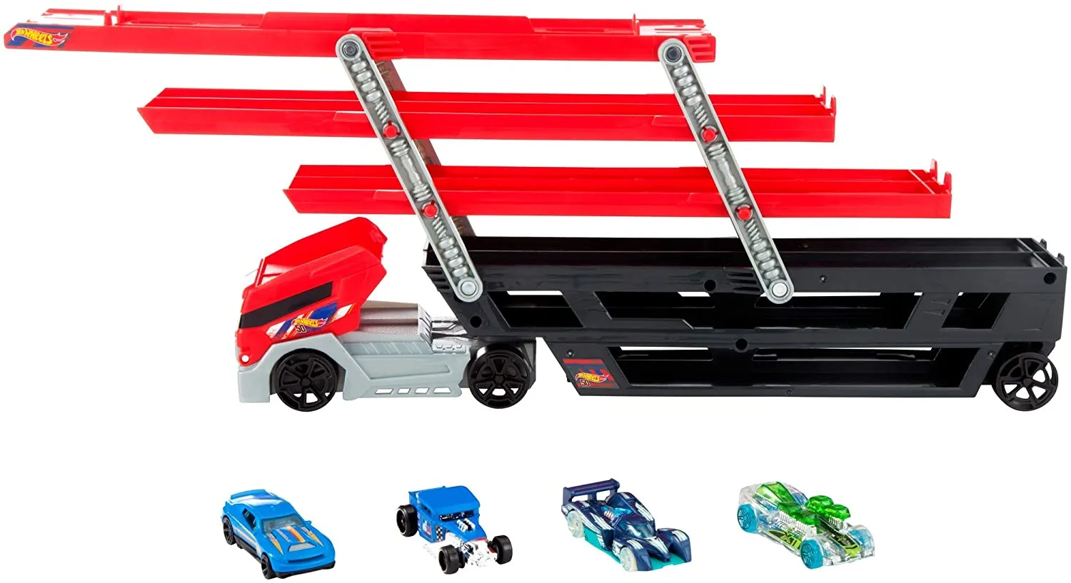Hot Wheels MEGA Hauler and 4 Cars Vehicles