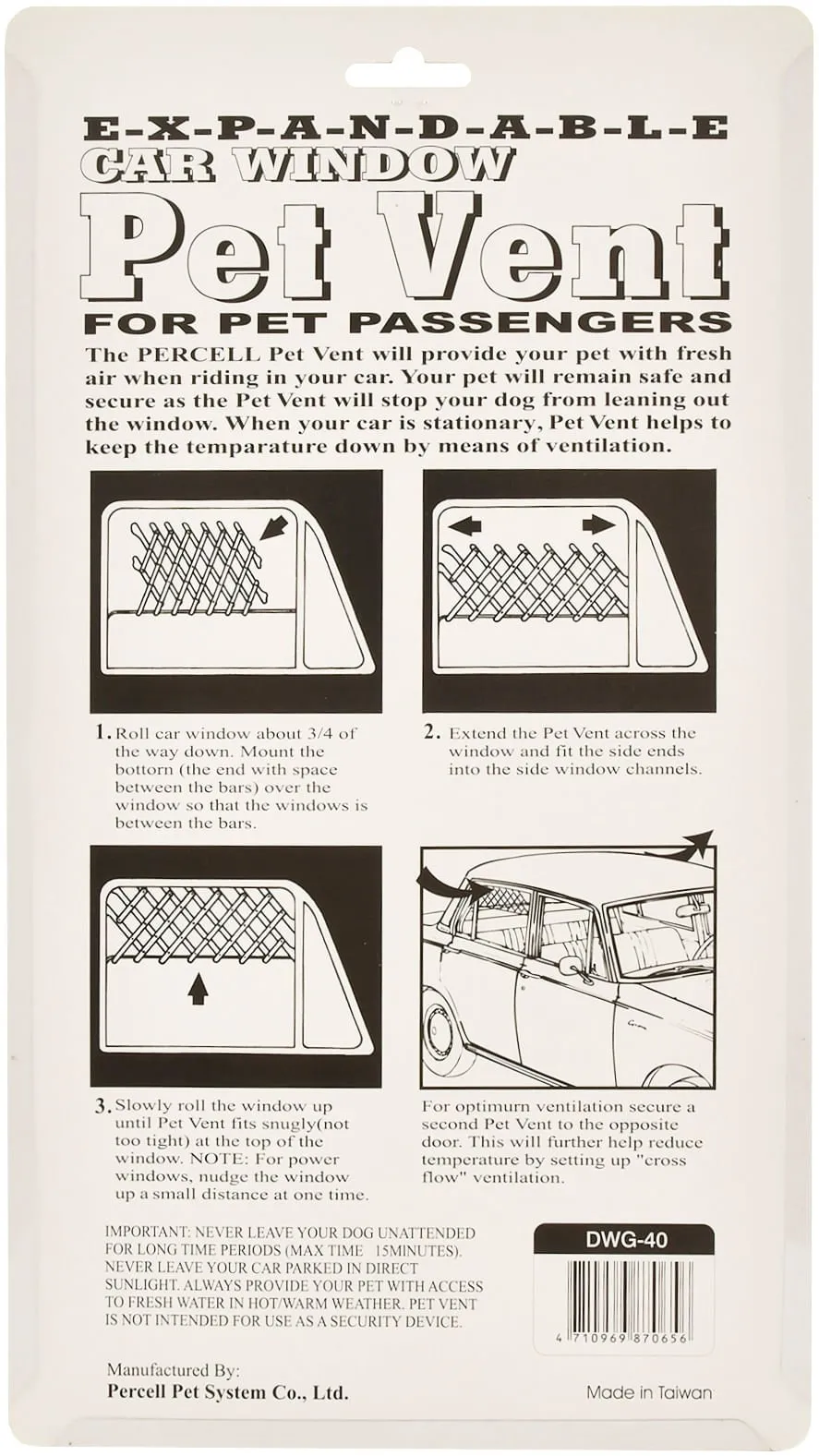 Jeffers Expandable Car Window Vent for Pet Passengers