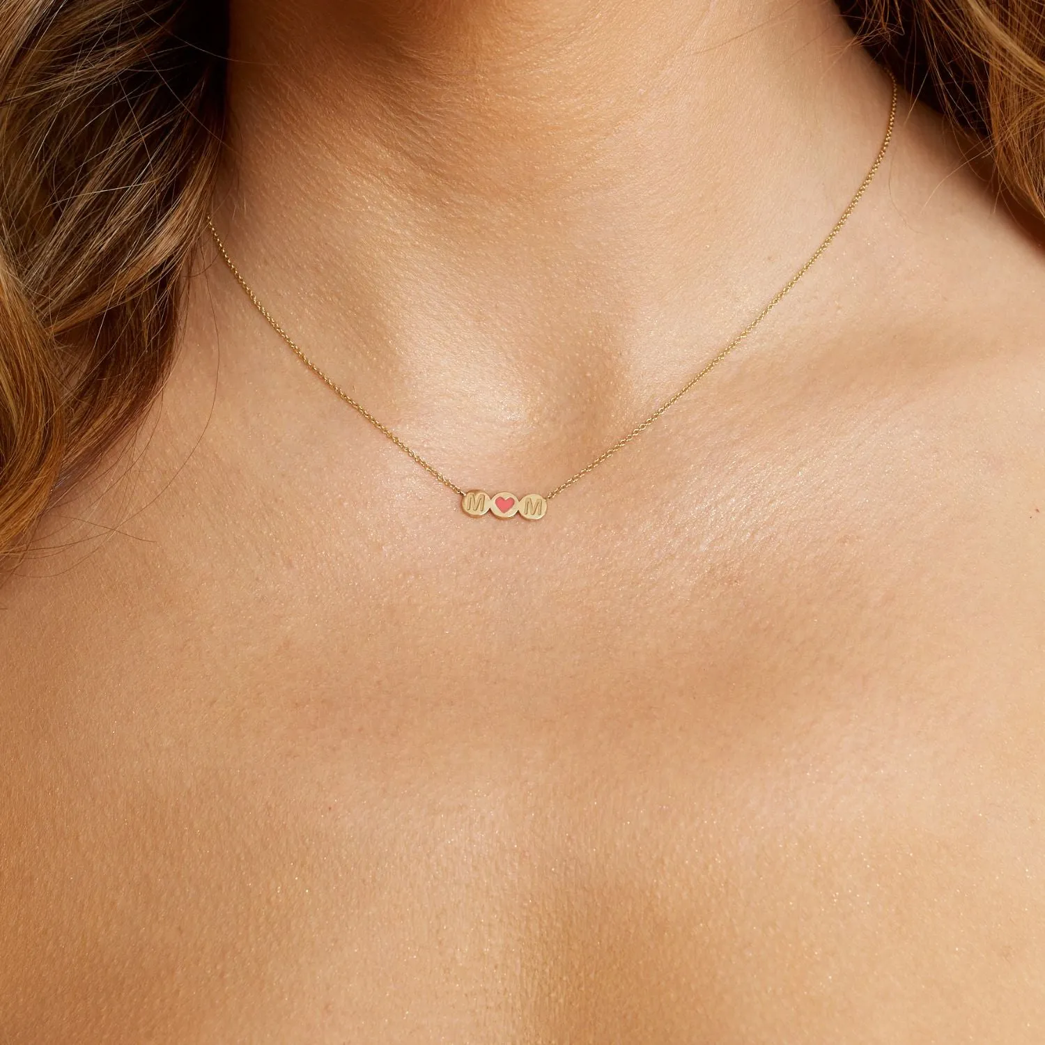 Kids Enamel Heart Initial Necklace