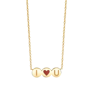 Kids Enamel Heart Initial Necklace