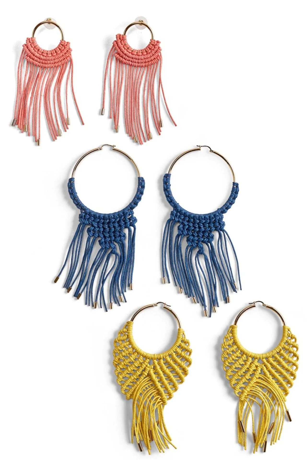 Large Macrame Hoop Earrings