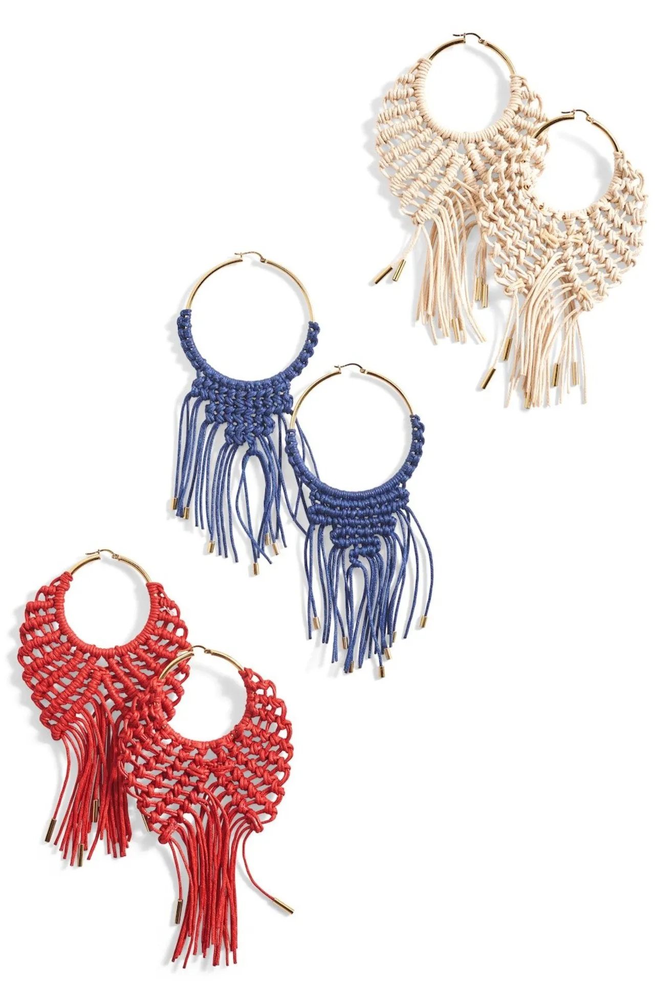 Large Macrame Hoop Earrings