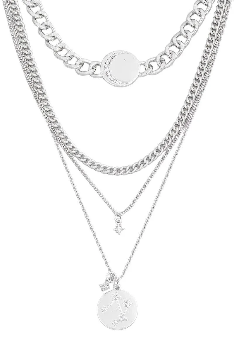 Layered Star Moon Pendant Choker Necklace