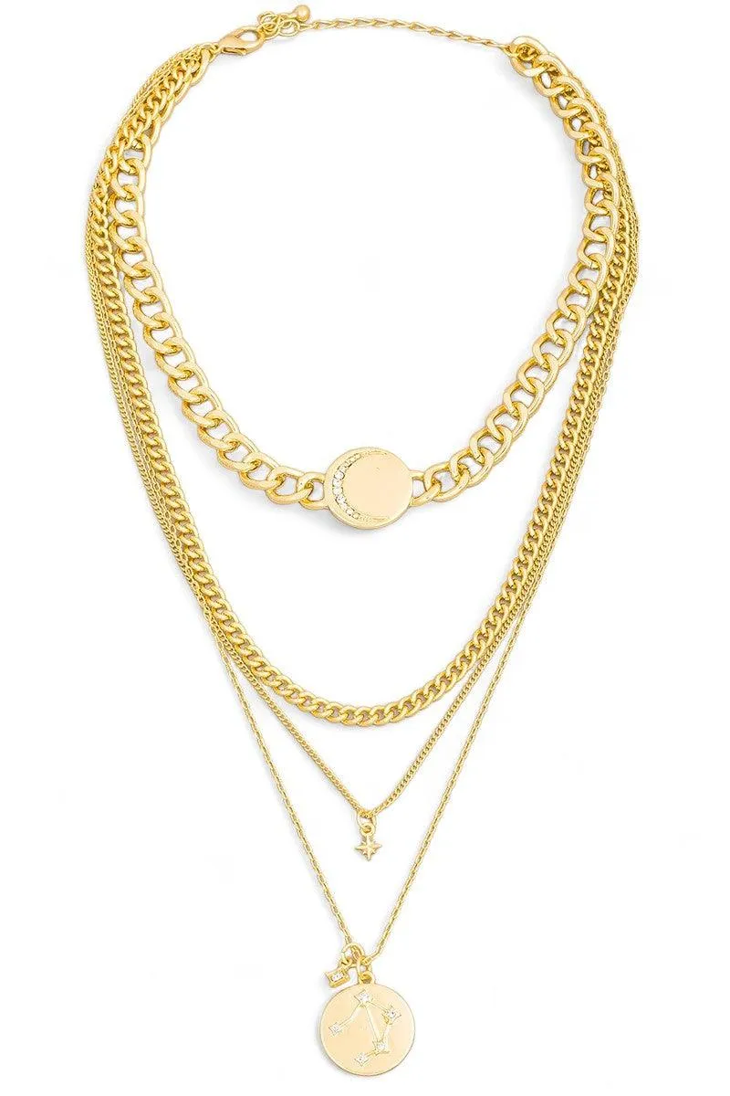 Layered Star Moon Pendant Choker Necklace