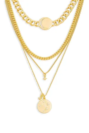 Layered Star Moon Pendant Choker Necklace