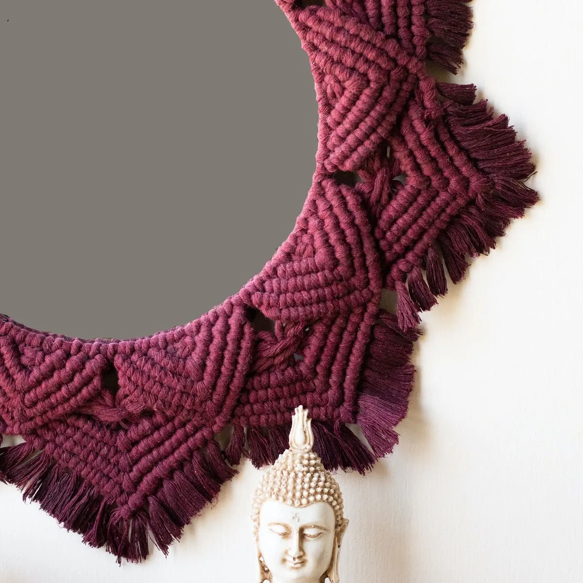 Macrame Mirror - Maroon Color