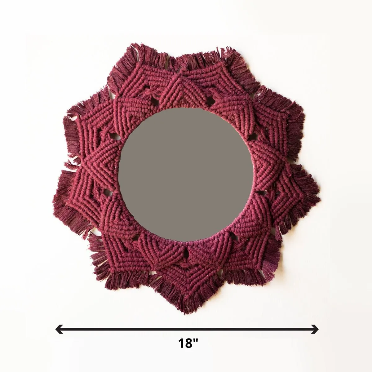 Macrame Mirror - Maroon Color