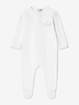 Magnolia Baby Baby Vintage Duckies Embroidered Babygrow in White
