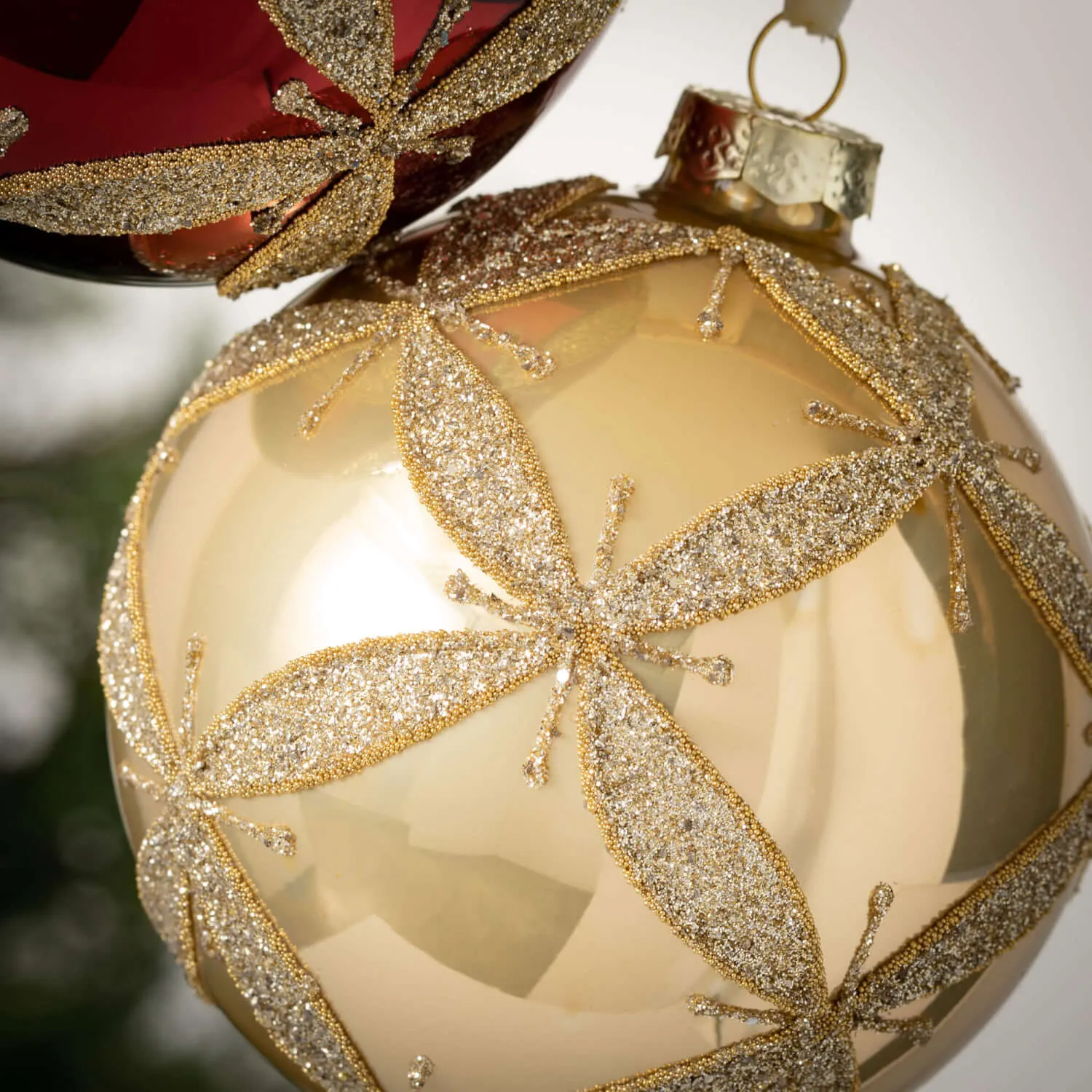 Red & Gold Glitter Ornaments