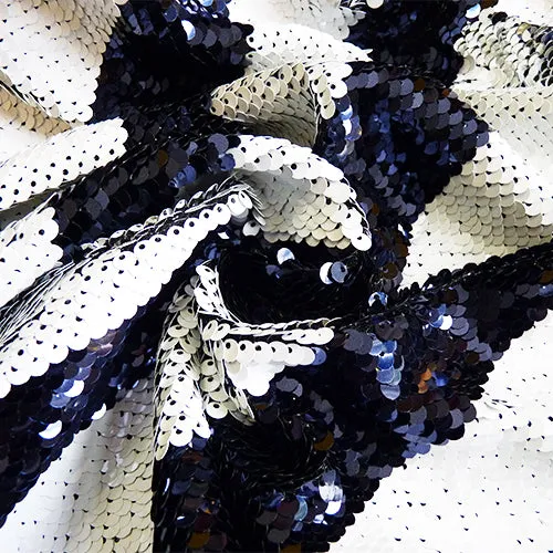 Reversible Sequin Stripes - Navy / White / Silver