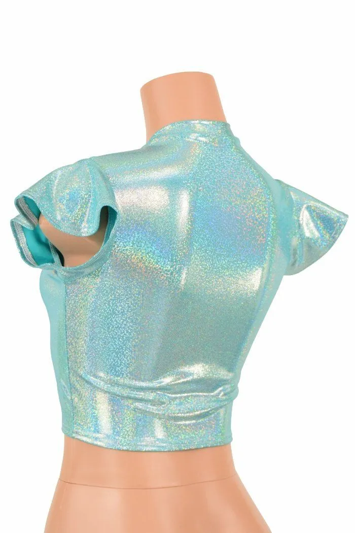 Seafoam Flip Sleeve Crop Top