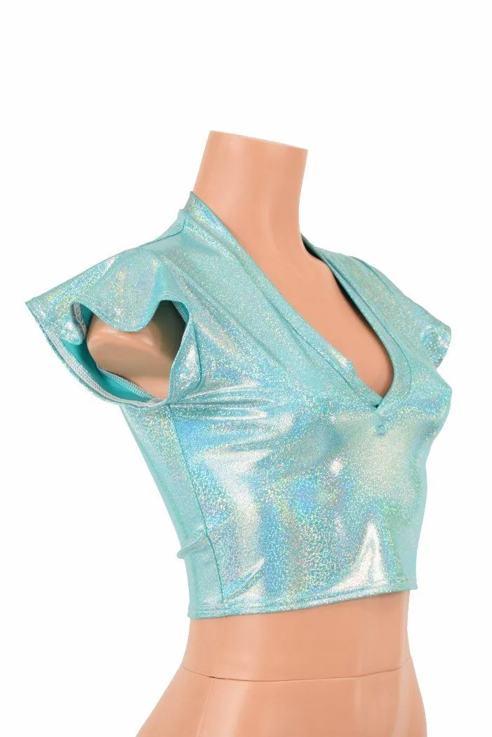 Seafoam Flip Sleeve Crop Top