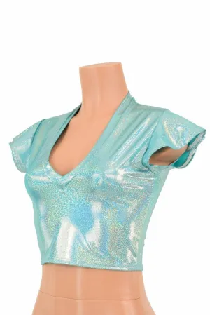 Seafoam Flip Sleeve Crop Top