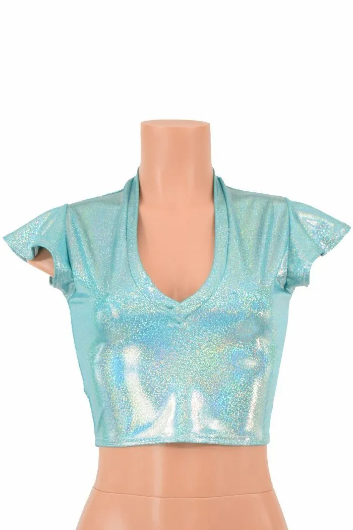 Seafoam Flip Sleeve Crop Top