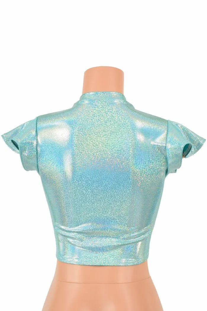 Seafoam Flip Sleeve Crop Top