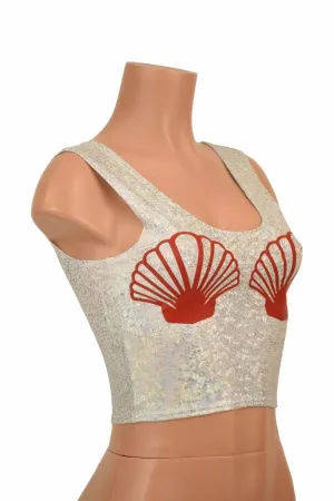 Silvery White Seashell Crop Top