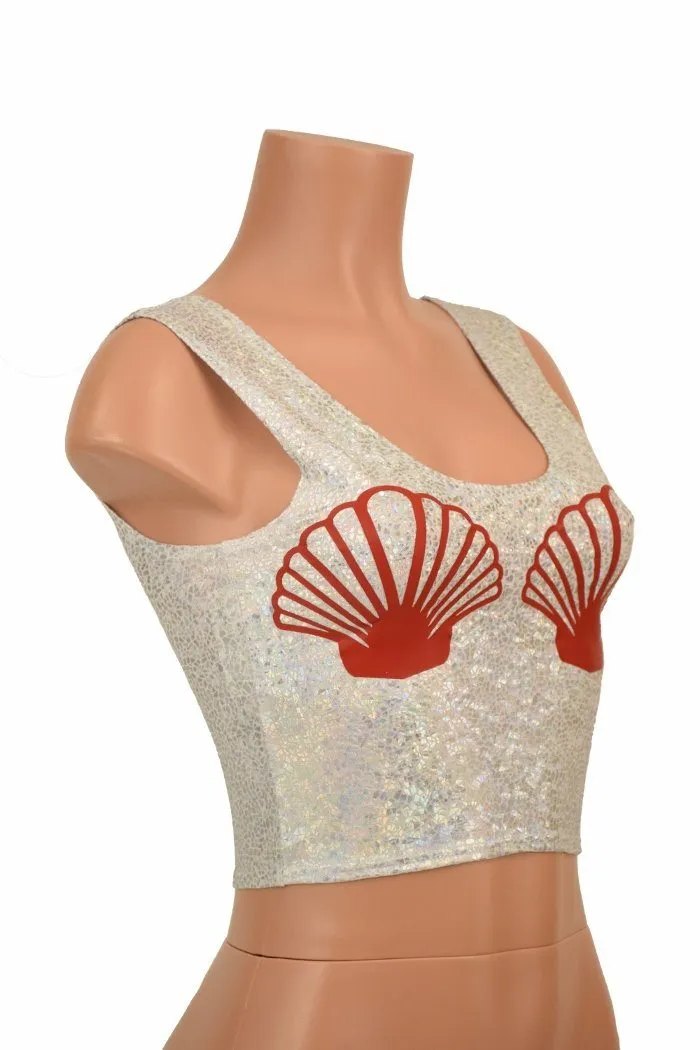 Silvery White Seashell Crop Top