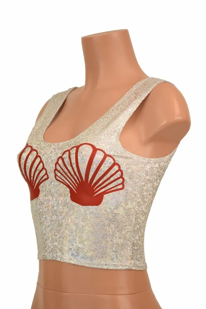Silvery White Seashell Crop Top
