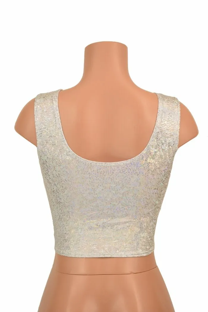 Silvery White Seashell Crop Top