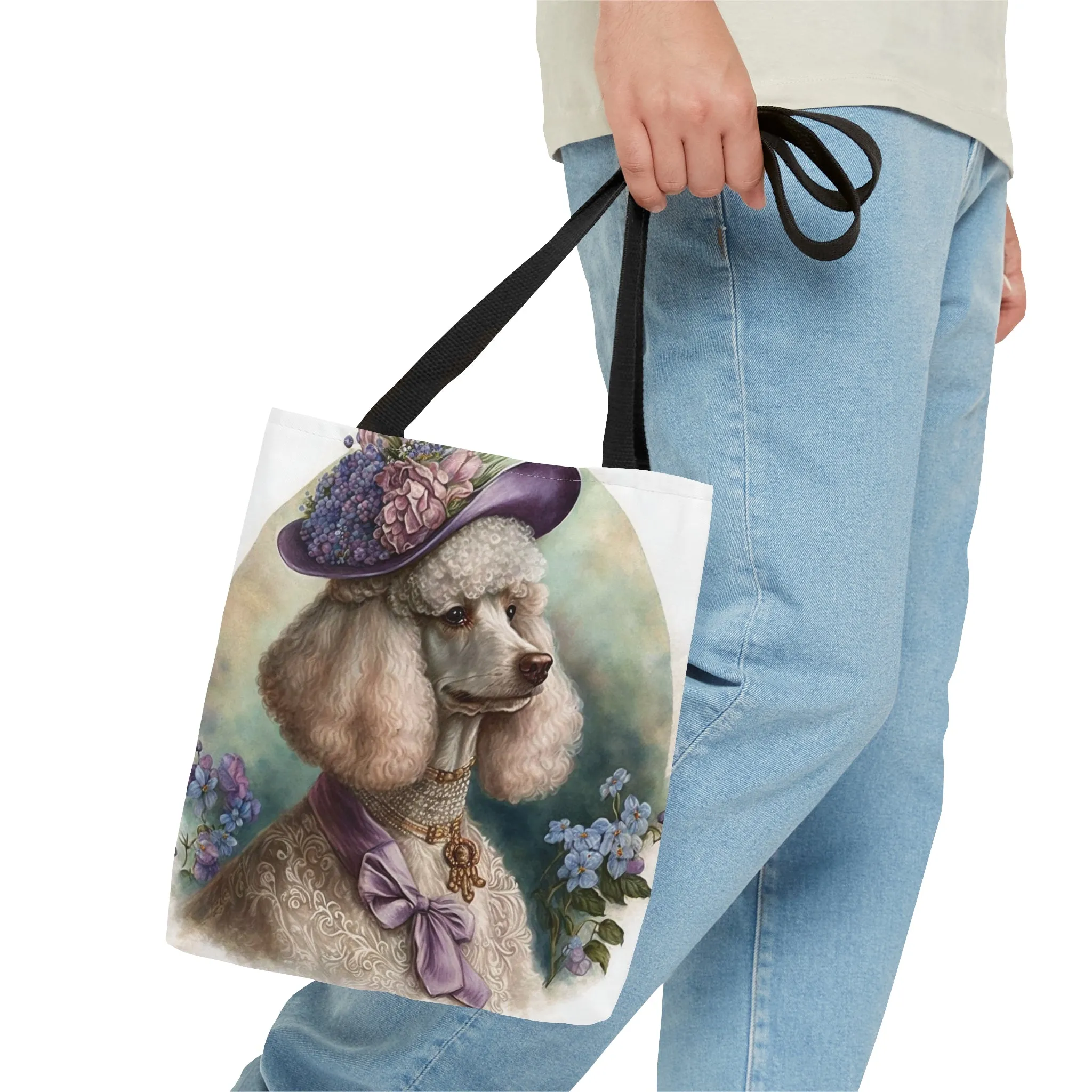 Victorian Watercolor Poodle Portrait Tote Bag