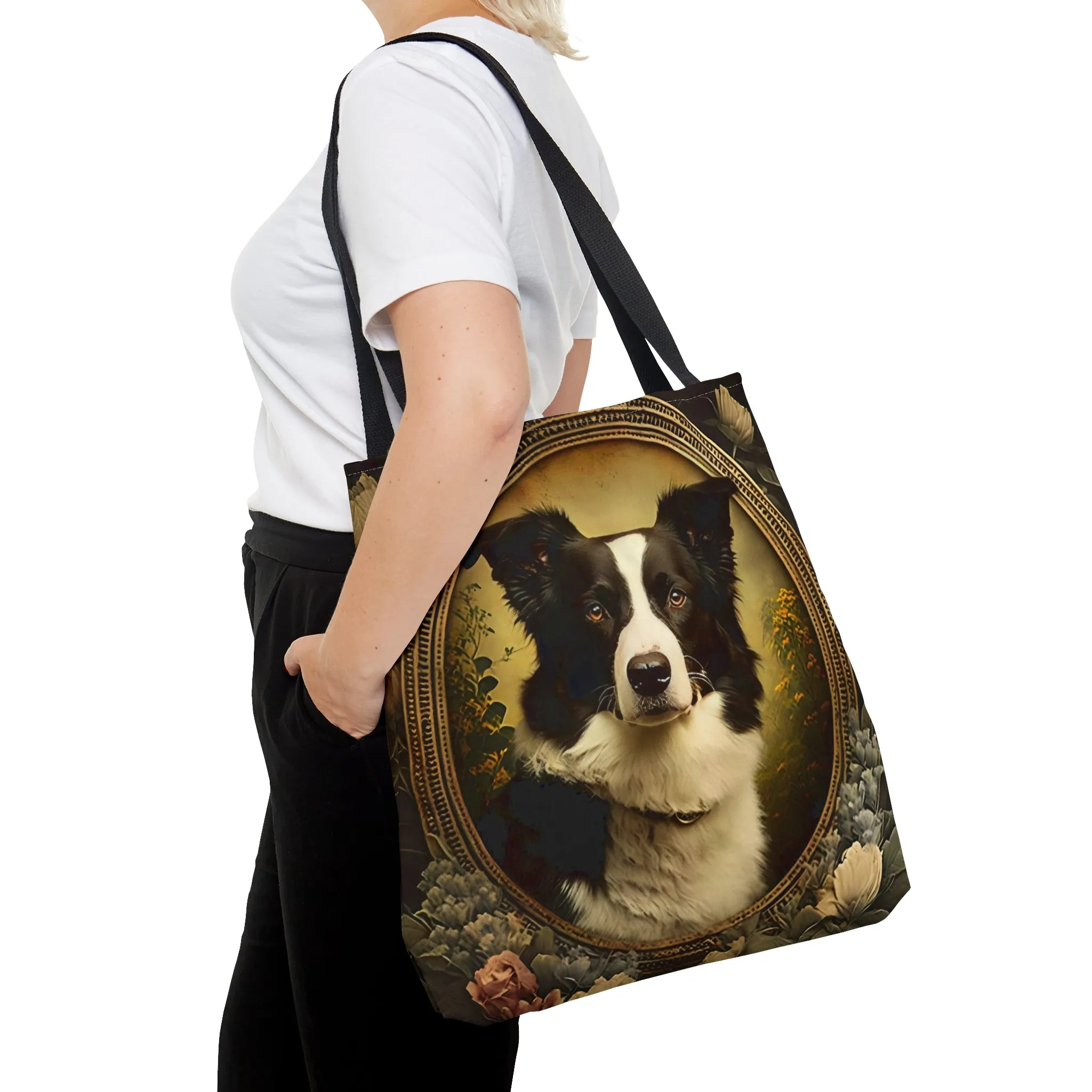Vintage Art Nouveau Border Collie Tote Bag