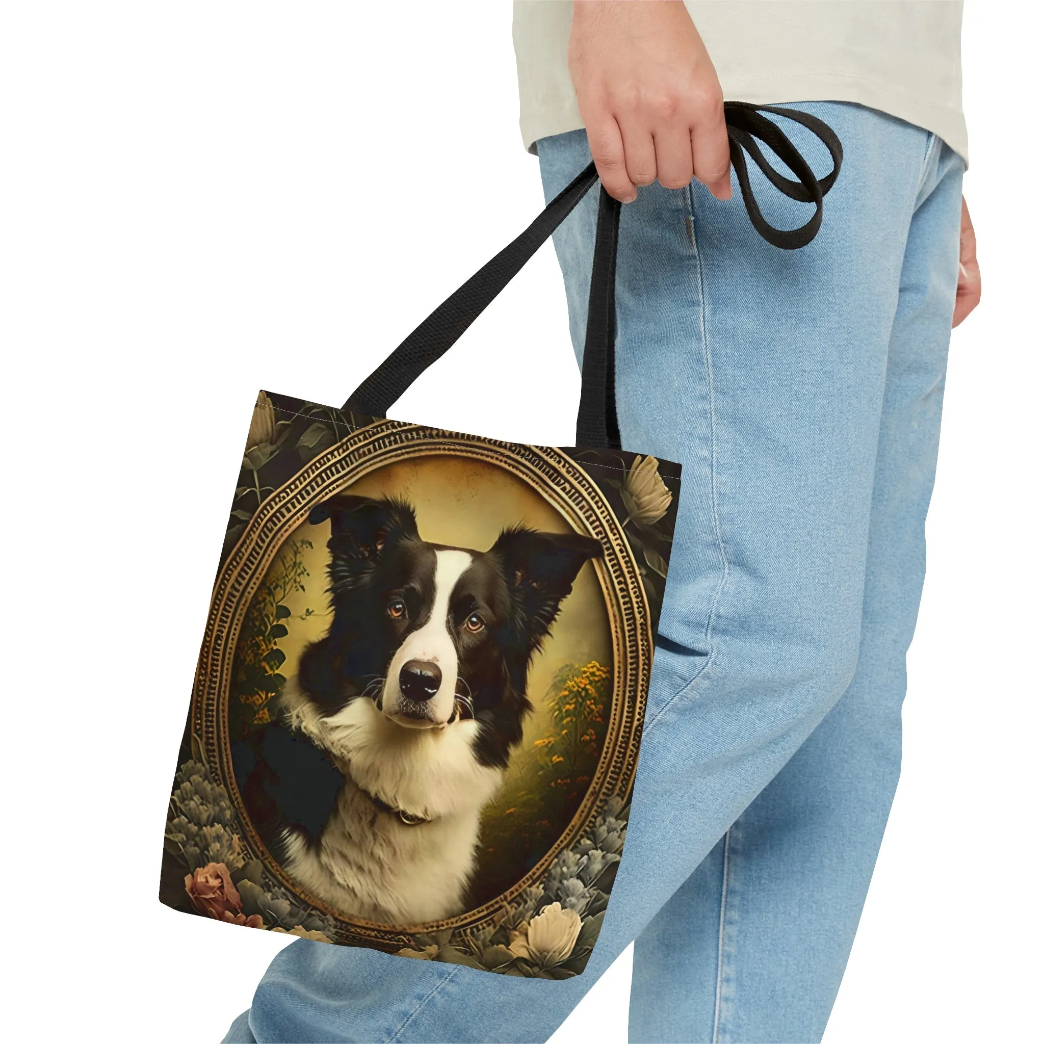 Vintage Art Nouveau Border Collie Tote Bag