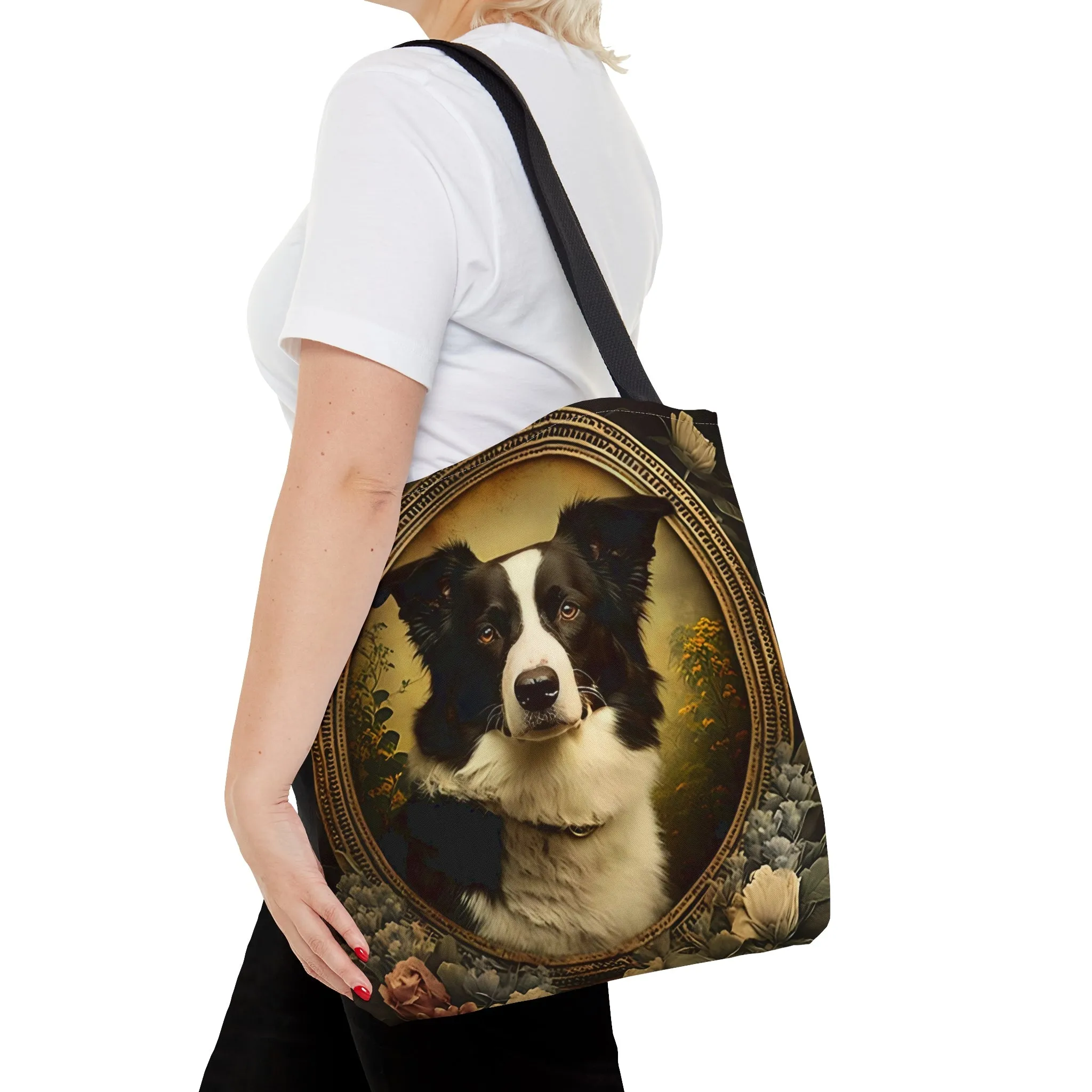 Vintage Art Nouveau Border Collie Tote Bag