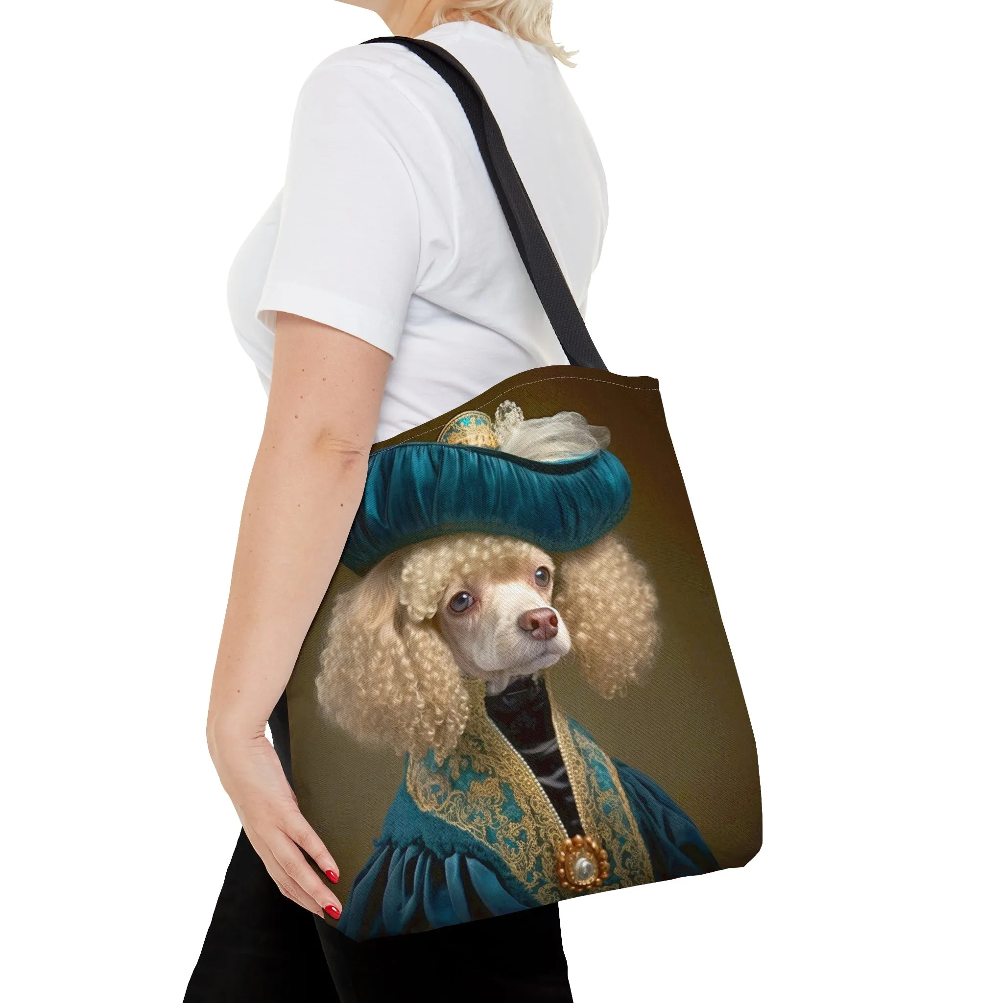 Vintage Victorian Poodle with Hat Portrait Tote Bag