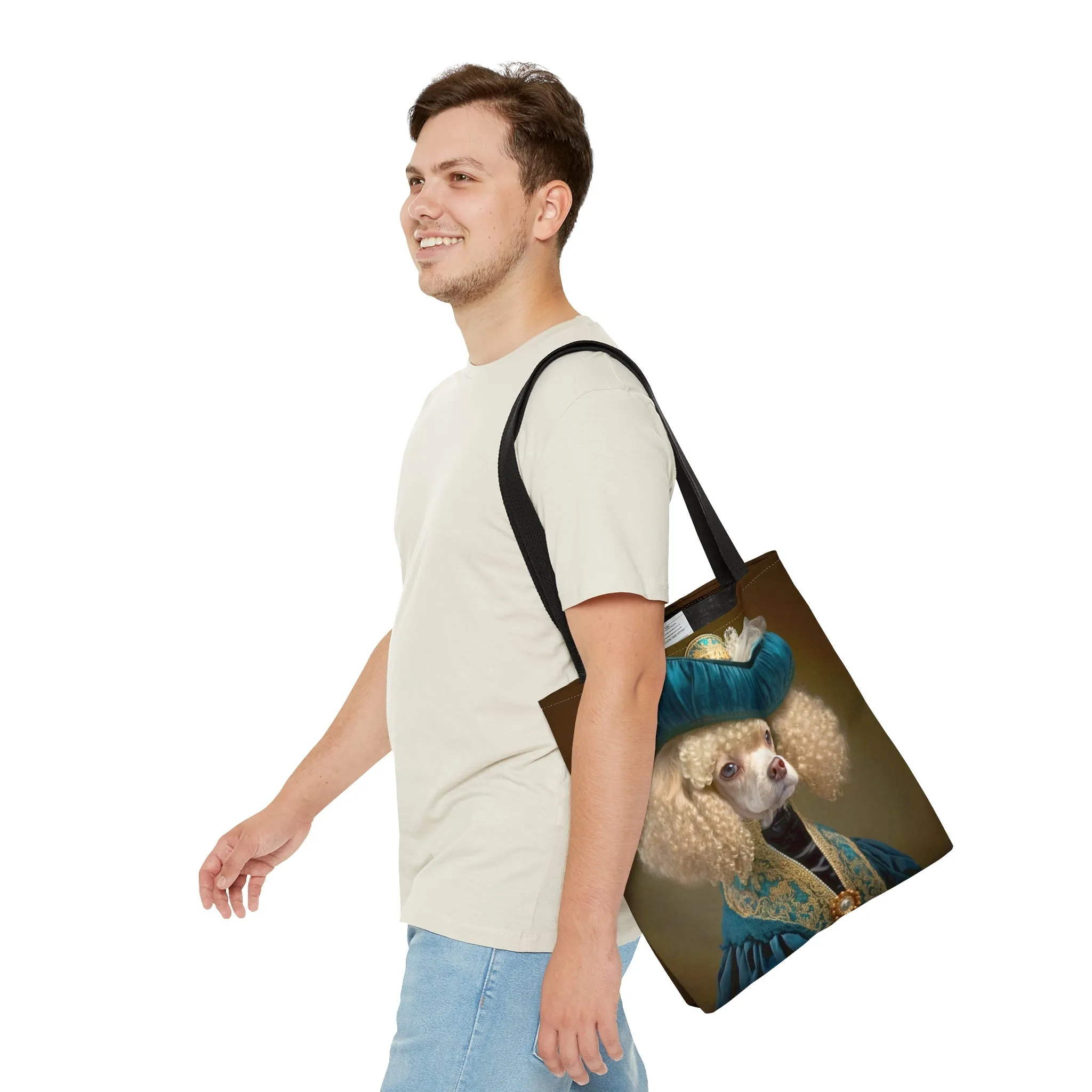 Vintage Victorian Poodle with Hat Portrait Tote Bag