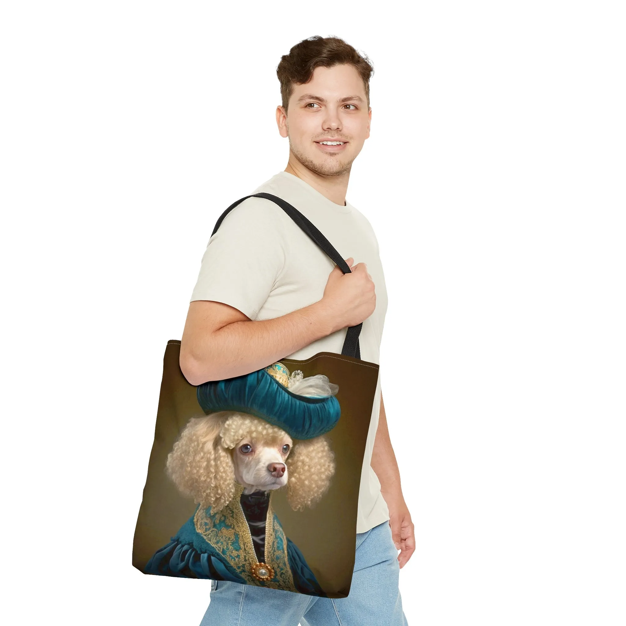 Vintage Victorian Poodle with Hat Portrait Tote Bag