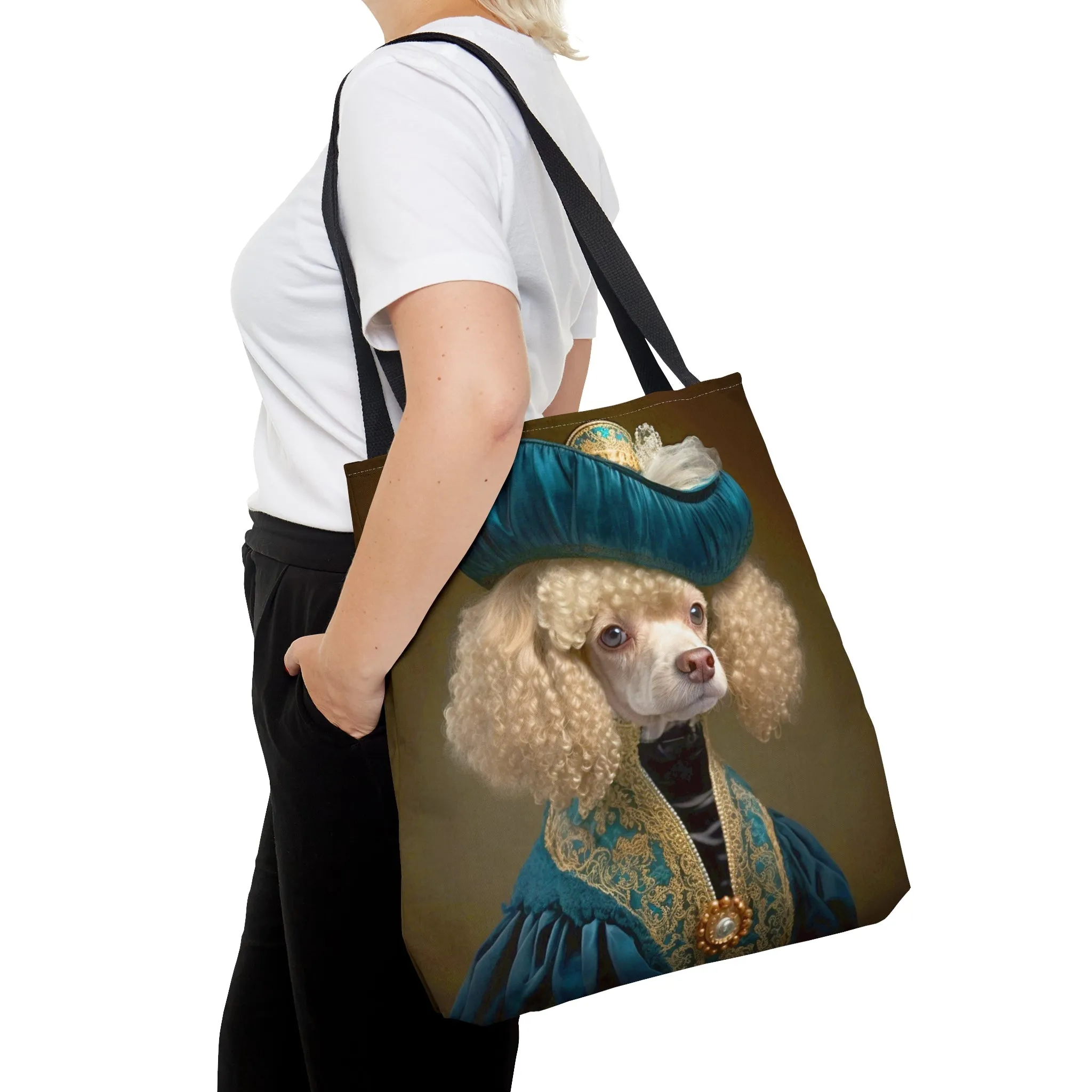 Vintage Victorian Poodle with Hat Portrait Tote Bag